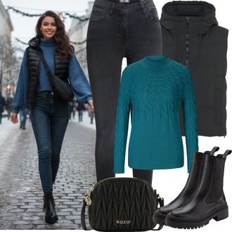 Outfit s Světle šedá/Černá/Tmavě modrá/Tmavě šedá/Šedá Džíny s Rozparkem/Push up Džín/Kožené Boty/Slim Fit Džíny/Kožená Pánská Bund/Termální Džíny/Kožená bunda/High Waist Džínové Kalhoty/Zimní bunda LTB "Zimní outfity"