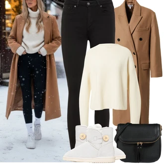 Kulatý výstřih Outfit s Krémová/Oranžová/Bílá/Khaki/Béžová Jednoduchý Svetr/Mohair Pullover/Svetr Carmen/Kašmírový Svetr/Basic Svetr/Vlněný Svetr/Svetr z Jemné Pleteniny Armedangels "Zimní outfity"