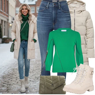 Kulatý výstřih Outfit s Tyrkysový/Zelená Jednoduchý Svetr/Svetr Carmen/Kašmírový Svetr/Svetr na kojení/Basic Svetr/Kašmírový Svetr/Svetr s Kulatým Výstřihem/Termo Svetr/Vlněný Svetr minus "Zimní outfity"