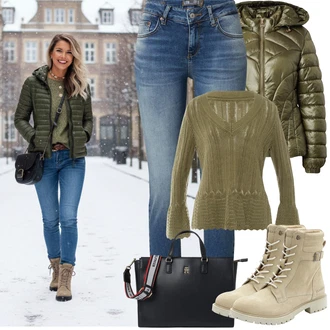 Outfit s Černá/Bílá/Červená/Světle modrá/Béžová Obchodní Taška/Kancelářská Taška Tommy Hilfiger "Zimní outfity"