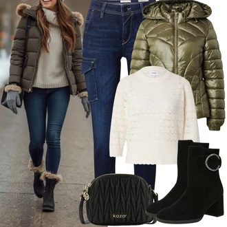 Outfity s kotníkovými botami s Šedá/Černá/Hnědá/Bílá/Červená/Žlutá/Zelená Taška Přes Rameno/Klasická Taška Přes Rameno/Malá Taška/Brašna/Sportovní Taška Přes Rameno Kazar "Zimní outfity"