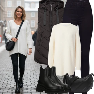 S řetízkem Outfit s Černá Kozačka Kožená bunda/Chelsea Boty/Plochá Kotníková Bota Zadig & Voltaire "Zimní outfity"