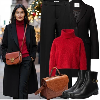 S řetízkem Outfit s Černá/Fialová Kozačka Kožená bunda/Plochá Kotníková Bota/Kožená kotníková bota/Kotníková Bota s Podšívkou Polo Ralph Lauren "Zimní outfity"