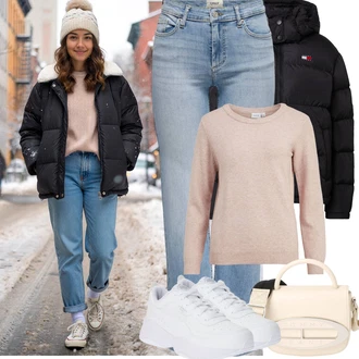 Kulatý výstřih Outfit s Růžová/Fialová/Hnědá Jednoduchý Svetr/Mohair Pullover/Basic Svetr/Kašmírový Svetr/Vlněný Svetr/Svetr z Jemné Pleteniny Vila "Zimní outfity"