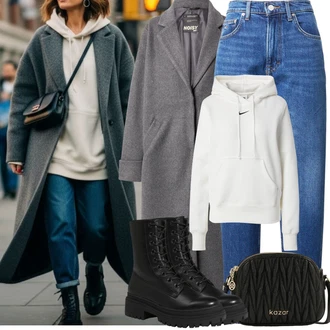 Outfity s botami s Šedá/Černá/Hnědá/Bílá/Červená/Žlutá/Zelená Taška Přes Rameno/Klasická Taška Přes Rameno/Malá Taška/Brašna/Sportovní Taška Přes Rameno Kazar "Zimní outfity"