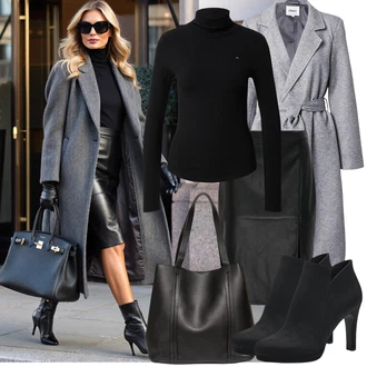 Old Money Outfit s Černá Kozačka Kožená kotníková bota/Kotníková Bota Na Podpatku/Kozačka Na Podpatku/Letní kotníková Kozačka/Kotníková Bota s Podšívkou Tamaris "Zimní outfity"Look: Elegantní, Cool, Francouzské, Krásný, Kancelář, Old Money