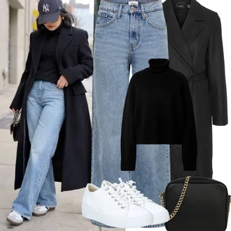 Outfity na zimu s Světle modrá Džín s Širokou Nohavicí/Džíny s Rozparkem/Vintage džíny/Baggy Džíny/Džíny Volného Střihu/Džíny Culottes Only "Zimní outfity"