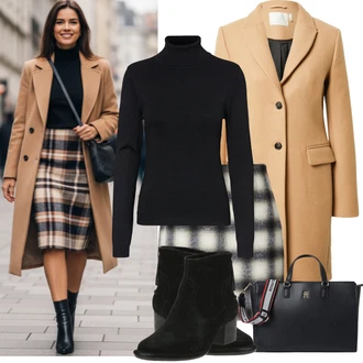 Outfit s Černá/Bílá/Červená/Světle modrá/Béžová Obchodní Taška/Kancelářská Taška Tommy Hilfiger "Zimní outfity"