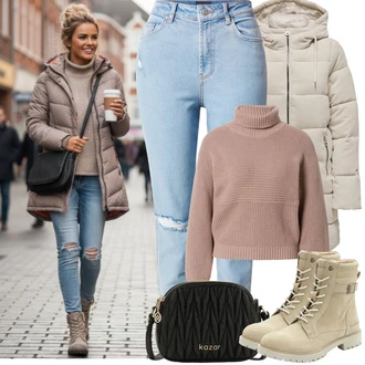 Outfity s kotníkovými botami s Šedá/Černá/Hnědá/Bílá/Červená/Žlutá/Zelená Taška Přes Rameno/Klasická Taška Přes Rameno/Malá Taška/Brašna/Sportovní Taška Přes Rameno Kazar "Zimní outfity"