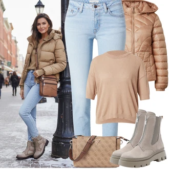 Kulatý výstřih Outfit s Béžová/Hnědá/Růžová Svetr z Jemné Pleteniny/Svetry 2 v 1/Basic Svetr/Svetry s netopýřím rukávem/Svetr Carmen/Kašmírový Svetr/Kašmírový Svetr/Pletený Svetr/Svetr Niki/Svetr na kojení/Svetr s Kulatým Výstřihem/Jednoduchý Svetr/Vlněný Svetr Armedangels "Zimní outfity"