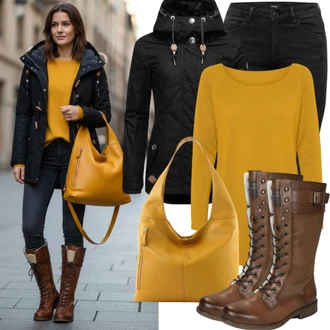 Dlouhé Outfit s Černá Džíny s Nízkým Sedem/Slim Fit Džíny/Kožená bunda/Push up Džín/Motorkářské Džíny/Termální Džíny/Kožené Boty/Džín s Nízkým Pasem VERO MODA "Zimní Vzhled"