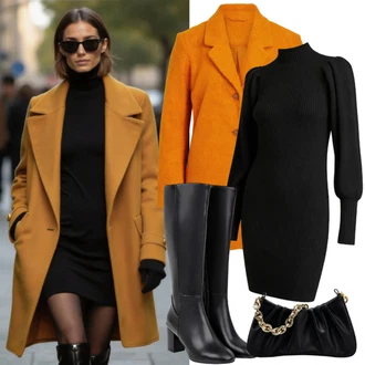 outfit mit Črna Škornj čez Koleno/Dolg Škorenj/Usnjen Škornj Čez Koleno/Visok Škornj do Kolen/Ravni škornji čez koleno fox shoes "Moden videz za jesen"