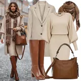 Béžové Prošívané Zimní Kabáty Outfity image