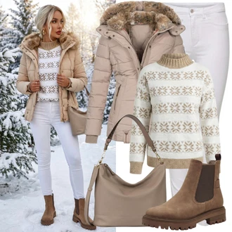 Lumberjack Outfit s Béžová/Khaki Krabice bunda/Podzimní bunda/Neobvyklá bunda/Nafukovací Bund/Puchová Bund/Udržitelná bunda/Zimní Bund/Letní peřová bunda Champion Authentic Athletic Apparel "Módní zimní outfit"