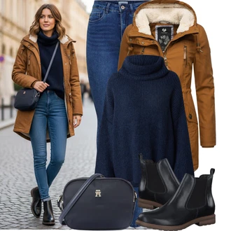 Outfity na zimu Elegantní Dlouhé s Tmavě modrá/Modrá Pánská taška/Taška/Brašna/Cestovní Taška/Klasická Taška Přes Rameno/Malá Taška/Sportovní Taška Přes Rameno/Taška Přes Rameno Tommy Hilfiger "Nápadný look na zimu"Look: Rad, Preppy, Šik, Elegantní, Princezny, S průsvitem