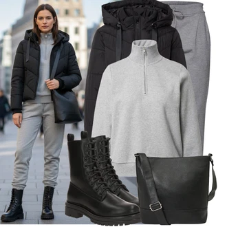 Poloviční rukáv Outfit s Šedá/Světle šedá Edited "Nápadný look na zimu"