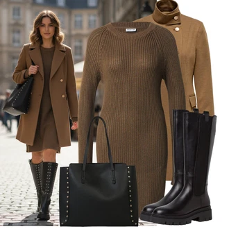 Outfity s botami s Černá/Bílá Velká taška/Obchodní Taška/Taška/Taška Přes Rameno/Kancelářská Taška/Shopper taška/Sportovní Taška Přes Rameno/Taška Na Rameno About You "Nápadný look na zimu"