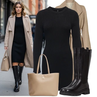 Bar Outfit s Černá Ovčí Kožešinová Bota/Bota na Platformě/Jezdecká Bota/Dlouhá Kozačka/Klasická kozačka/Kozačka po Kolena/Bota se širokým nohavici/Kozačka se zipem Tamaris "Nápadný look na zimu"Look: Bar, Koncert, Biřmování, Elektro, Galavečer