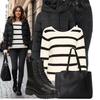 Outfity z džínu Vysoký Pas s Černá/Tmavě šedá/Světle šedá/Khaki Kožené Boty/Push up Džín/Slim Fit Džíny/Motorkářské Džíny/Termální Džíny/Kožená bunda/Zimní bunda/High Waist Džínové Kalhoty Only "Nápadný look na zimu"