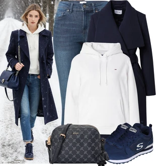 Lumberjack Outfit s Modrá/Tmavě modrá/Světle modrá Teniska teddy/Úzká teniska/Vintage teniska/Teniska se zapínáním na suchý zip/Letní tenisky/Nízká Teniska Skechers "Nápadný look na zimu"