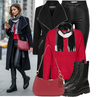 Karneval Outfit s Černá/Bílá/Tmavě šedá Šál About You "Nápadný look na zimu"Look: Bar, Karneval, Koncert, Festival, Škola, Nový Rok