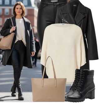 Outfit s Černá Kalhoty z Umělé Kůže/Legíny Kožený Vzhled/Kožený Legíny/Vinylový Legín/Kožená Kalhoty/Skinny Kalhoty JdY "Perfektní na zimu"