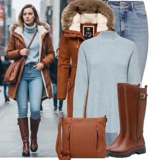 Outfity z džínu Vysoký Pas s Modrá/Světle modrá Džíny s Rozparkem/Navlékací džíny/Dámské Džíny s Délkou 7/8/High Waist Džínové Kalhoty/Zkrácené Džíny/Kotníková Bota/Kožená bunda/Push up Džín Only "Perfektní na zimu"