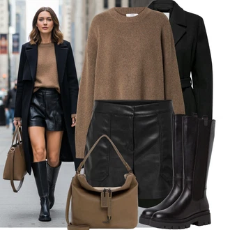 Kovbojka Outfit s Černá Kozačka Ovčí Kožešinová Bota/Bota na Platformě/Jezdecká Bota/Dlouhá Kozačka/Klasická Kozačka/Kozačka po Kolena/Bota se širokým nohavici/Kozačka se zipem Tamaris "Perfektní na zimu"Look: Kovbojka, Egirl, Punk