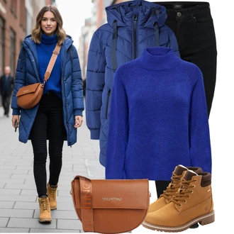 Skromné Outfit s Černá/Bílá Kožená bunda/Kožené Boty/Zimní bunda/Slim Fit Džíny/Džíny s Nízkým Sedem/Push up Džín/Motorkářské Džíny/Termální Džíny Only "Perfektní na zimu"Look: Styl, Cool, Old Money, Bezešvé, Skromné