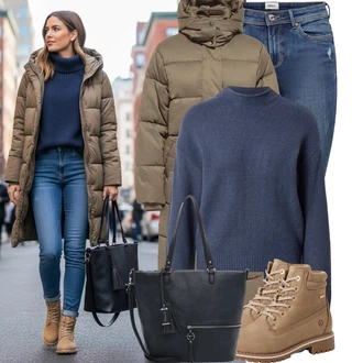 Outfit s Modrá/Tmavě Modrá/Světle Modrá Kožená bunda/Navlékací džíny/Kožené bundy/Džíny s Nízkým Sedem/Džín s Nízkým Pasem/Džíny s Dírou/Džíny s Rozparkem/Push up Džín/Kožené Boty/Kotníková Bota Only "Perfektní na zimu"