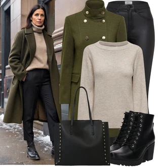 Karneval Outfit s Černá Motorkářská bota/Chelsea Boty/Kožená bota/Goodyear welted bota/Business Bota About You "Perfektní na zimu"Look: Bar, Pohřeb, Karneval, Koncert, Biřmování, Zvláštní příležitosti, Coachella