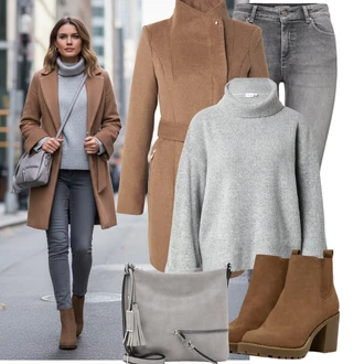 Outfity na zimu Elegantní Dlouhé s Šedá/Béžová/Hnědá/Světle šedá Brašna/Klasická Taška Přes Rameno/Sportovní Taška Přes Rameno/Taška Přes Rameno Tamaris "Perfektní na zimu"Look: Rad, 20 léta, Boho, Klasické, Elegantní, Cool, Kancelář, Old Money