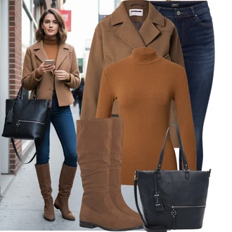 90tá léta, Styl Outfit s Tmavě modrá Kožené Boty/Push up Džín/Navlékací džíny/Džíny s Nízkým Sedem/Slim Fit Džíny/Termální Džíny/Zimní bunda/Kožená bunda/High Waist Džínové Kalhoty Only "Pohodlné zimní outfity"Look: Styl, Cool, Disko, Francouzské, Krásný, Old Money, Bezešvé, Skromné