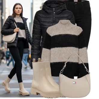 Outfity z džínu Zima s Černá Prošívaná Bunda/Termo Bund/Udržitelná bunda/Puchová Bund/Letní peřová bunda/Bunda s Kapucí/Péřová Bunda/Zimní Bund/Bunda z umělých vláken/Nafukovací Bund/Sbalitelné Bund Only "Pohodlné zimní outfity"