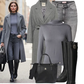 Outfity na zimu Elegantní Dlouhé s Černá/Fialová/Růžová Obchodní Taška/Shopper taška/Taška/Brašna/Kancelářská Taška Tommy Hilfiger "Pohodlné zimní outfity"Look: Rad, Šik, Cool, Elegantní, Kancelář, Premium, Preppy, Princezny