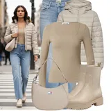 Hnědé a Modré Gumové Kotníkové Boty Outfity image
