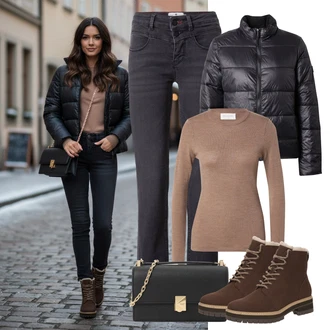 outfit mit TOMS "praktičen zimski videz"