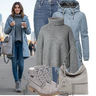 Outfity na zimu s Modrá/Světle modrá Džíny s Dírou/Push up Džín/Kotníková Bota/Dámské Džíny s Délkou 7/8/Kožená bunda/Zkrácené Džíny/Džíny s Rozparkem/High Waist Džínové Kalhoty/Kožené bundy Only "Stylový zimní outfity"