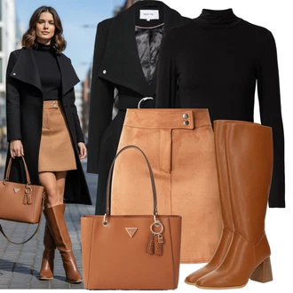 Klasické Outfit s Černá Nezařazené About You "Stylový zimní outfity"Look: Klasické, Cool, Šik, Francouzské, Elegantní, Moderní, Business