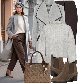 Outfity na zimu Matka nevěsty s Šedá/Světle šedá VERO MODA "Stylový zimní outfity"
