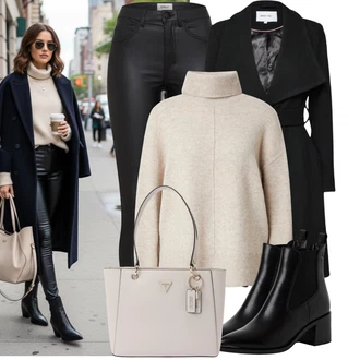 Outfit s Černá/Bílá Legíny Vinylový Legín/Skinny Kalhoty/Legíny Kožený Vzhled/Kožená Kalhoty/Kalhoty z Umělé Kůže/Kožený Legíny Only "Stylový zimní outfity"