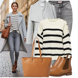 Bar Outfit s Šedá Nezařazené About You "Stylový zimní outfity"Look: Bar, Koncert, Škola, Valentýn, Den matek, Zvláštní příležitosti, Nový Rok