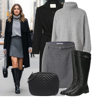 Outfit s Růžová/Černá/Šedá/Bílá/Hnědá Nafouknutá taška/Brašna/Klasická Taška Přes Rameno/Malá Taška/Sportovní Taška Přes Rameno About You "Stylový zimní outfity"