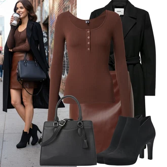 Bar Outfit s Černá Kožená kotníková bota/Kotníková Bota Na Podpatku/Kozačka Na Podpatku/Letní kotníková kozačka/Kotníková Bota s Podšívkou Tamaris "Stylový zimní outfity"Look: Bar, Koncert, Zvláštní příležitosti