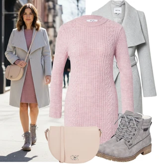 Klasické Outfit s Šedá Nezařazené About You "Stylový zimní outfity"Look: Klasické, Moderní, Univerzitní, Business, Kancelář, Příliš oblečený, Cool