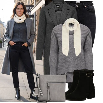 Outfit s Černá Džíny s Rozparkem/Push up Džín/Kožené Boty/Termální Džíny/Motorkářské Džíny/Kožená bunda/High Waist Džínové Kalhoty/Zimní bunda Only "Stylový zimní outfity"