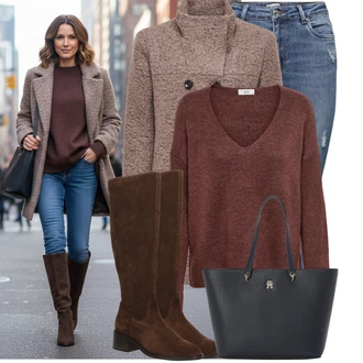 Outfity na zimu s Modrá/Světle modrá Džíny s Dírou/Push up Džín/Kotníková Bota/Dámské Džíny s Délkou 7/8/Kožená bunda/Zkrácené Džíny/Džíny s Rozparkem/High Waist Džínové Kalhoty/Kožené bundy Only "Stylový zimní outfity"