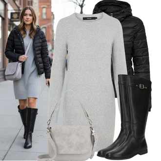 Karneval Outfit s Šedá/Stříbrný/Hnědá/Růžová/Béžová Taška Přes Rameno/Brašna/Klasická Taška Přes Rameno/Sportovní Taška Přes Rameno Expatrié "Stylový zimní outfity"Look: Malle, Bar, Karneval, Koncert, Den matek