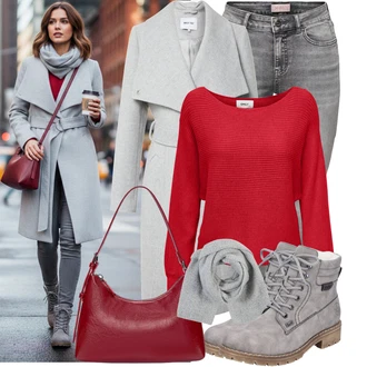 Karneval Outfit s Šedá/Světle šedá Šál/Kruhový Šál studio select "Stylový zimní outfity"Look: Bar, Křest, Karneval, Koncert, Galavečer, Škola, Nový Rok