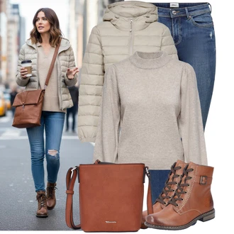 Outfit s Béžová/Šedá/Hnědá Sveter Jednoduchý Svetr/Svetr s límečkem/Svetr Carmen/Basic Svetr/Kašmírový Svetr/Rolák/Vlněný Svetr/Svetr z Jemné Pleteniny JdY "Trendový zimní vzhled" Outfit s Béžová/Šedá/Hnědá Sveter Jednoduchý Svetr/Svetr s límečkem/Svetr Carmen/Basic Svetr/Kašmírový Svetr/Rolák/Vlněný Svetr/Svetr z Jemné Pleteniny JdY "Trendový zimní vzhled"